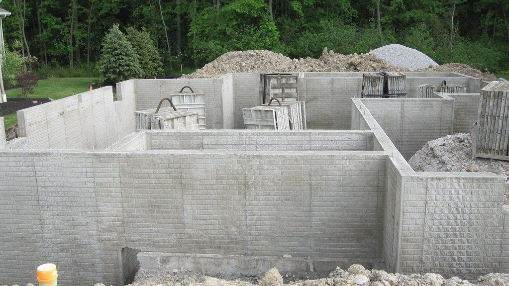 Concrete foundation walls for a new house