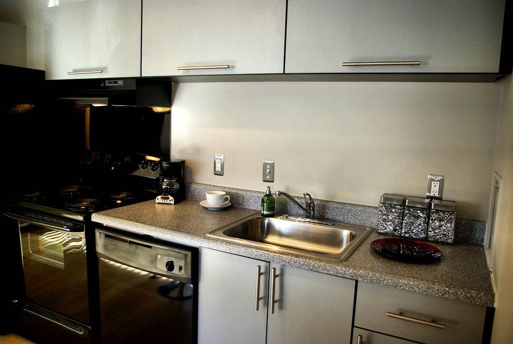 Compact kitchen in a one-bedroom apartment