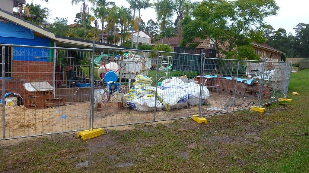 Granny flat under construction behind a house