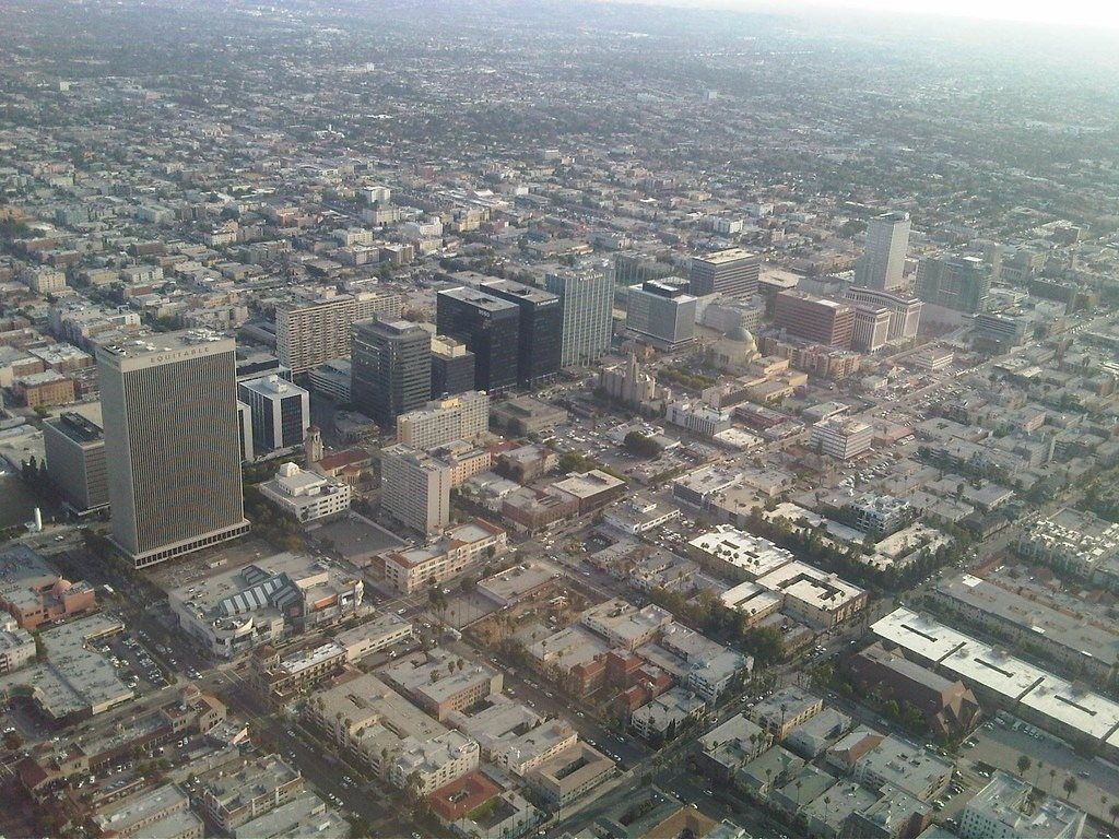 Aerial view of Los Angeles residential lots