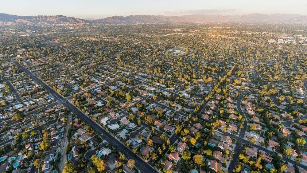 Aerial view over the San Fernando Valley